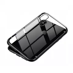 Husa protectie iPhone X/XS magnetica, din sticla securizata, negru, Gonga®