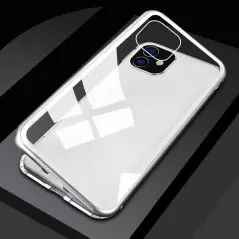 Husa protectie iPhone 11 PRO magnetica, din sticla securizata, argintiu, Gonga®