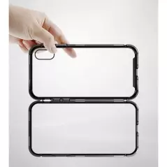 Husa protectie iPhone XS MAX magnetica, din sticla securizata, negru, Gonga