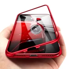 Husa protectie iPhone XS MAX magnetica, din sticla securizata, 360 grade, Gonga® - Rosu