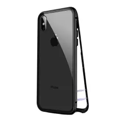 Husa protectie iPhone XS MAX magnetica, din sticla securizata, 360 grade, negru, Gonga