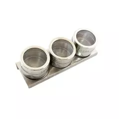 Set 3 recipiente magnetice pentru bucatarie, argintiu