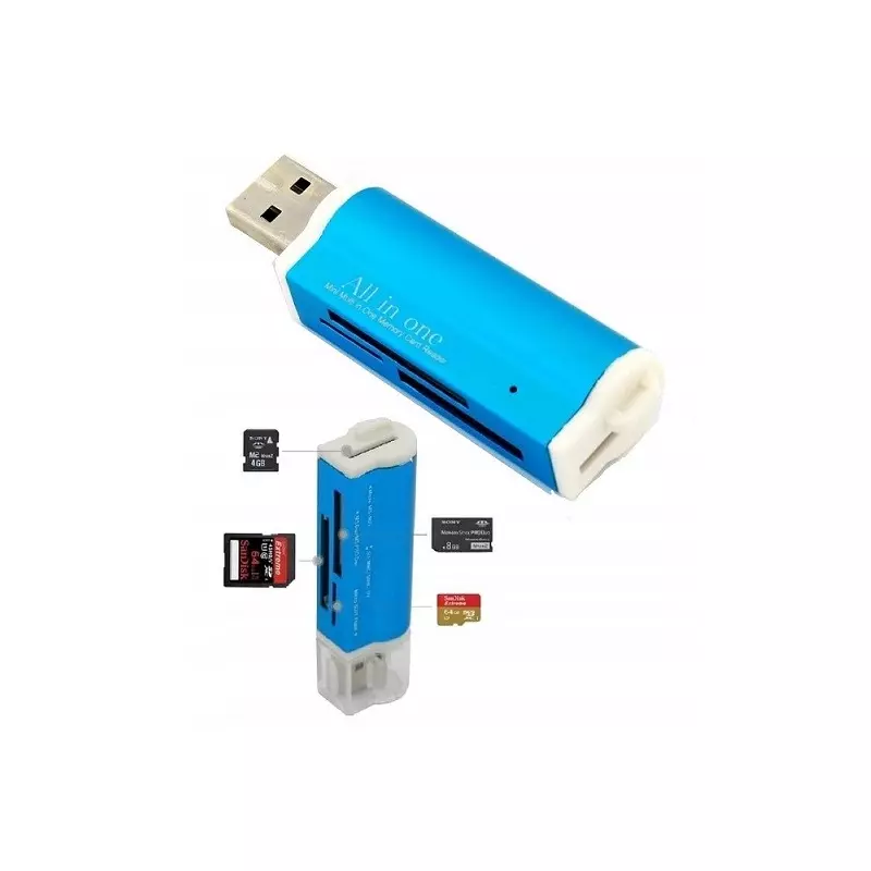 Micro cititor de carduri SDHC / SDXC, albastru