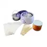 Set epilare complet cu incalzitor ceara, 400 g ceara cu extract de miere, 10 spatule din lemn, Gonga®
