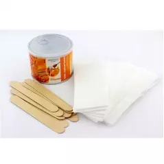Set epilare complet cu incalzitor ceara, 400 g ceara cu extract de miere, 10 spatule din lemn, Gonga®