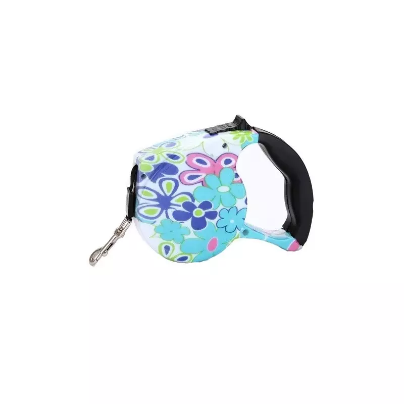 Lesa retractabila pentru caini pana la 11 kg, 5 m, model floral,Gonga®
