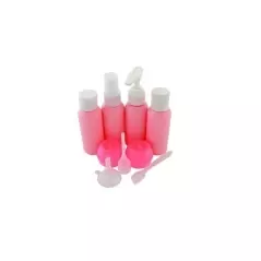 Set 9 accesorii cosmetice din plastic, roz