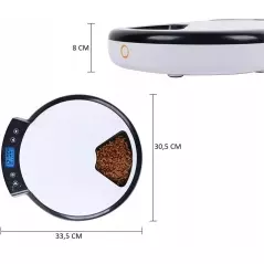 Dispenser de mancare automat PF-105 pentru animale de companie, 5 compartimente, Gonga®