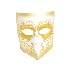 Masca carnaval venetian, auriu/alb