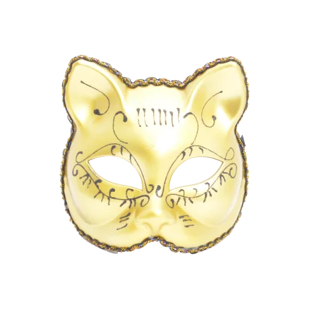 Masca carnaval venetian model pisicuta, auriu