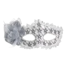 Masca carnaval venetian pentru ochi cu trandafir, argintiu
