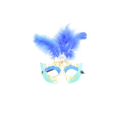 Masca carnaval venetian pentru ochi cu pene, albastru