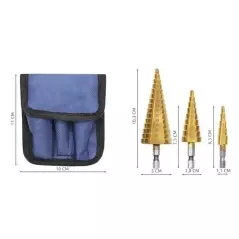 Set 3 burghie in trepte, 4-12, 4-20, 4-32mm, auriu, Gonga®