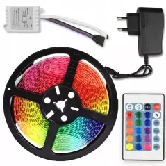 Kit banda led RGB cu telecomanda, 5m, 270 de leduri, rezistent la apa - Multicolor