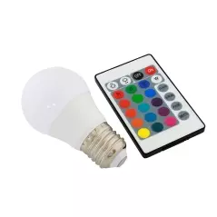 Bec LED 16 culori, cu telecomanda, 48x92 mm - Alb