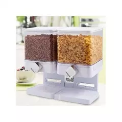 Dispenser de cereale dublu, forma patrata, 2x3.75 l,Gonga® - Alb