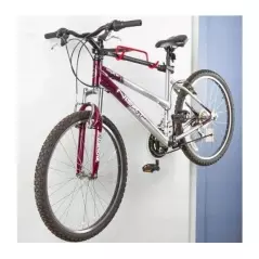 Suport universal metalic pentru suspendare bicicleta, fixare pe perete - Negru/Rosu