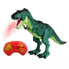 Jucarie dinozaur care scoate abur cu telecomanda, efecte de lumini si sunet - Verde