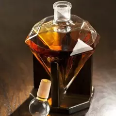 Set decantor in forma de diamant si 9 cuburi pentru racire bauturi, 1000 ml,Gonga®