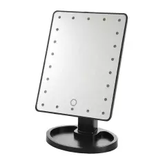 Oglinda cosmetica, Gonga, iluminare LED - Negru