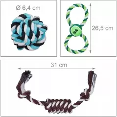 Set 10 jucarii pentru catei, mixte, din bumbac si plastic, Gonga®