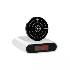 Ceas desteptator cu oprire alarma cu pistol infrarosu, afisaj LCD, Gonga® - Alb