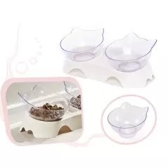 Castron dublu pentru animale de companie, transparent, Gonga®