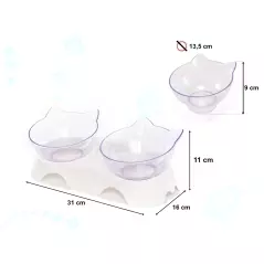 Castron dublu pentru animale de companie, transparent, Gonga®