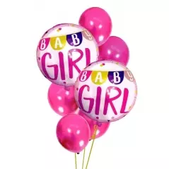Set 7 Baloane, BabyShower pentru fetite 30-46 cm,Gonga - Roz