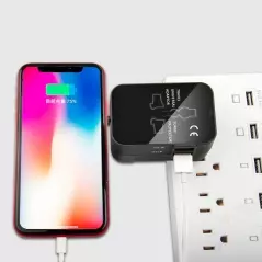 Incarcator universal cu adaptor, 2 porturi USB, negru, Gonga®