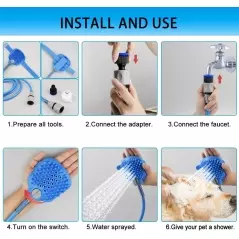 Perie de spalat/masat animalele de companie,cu furtun, lungime furtun 160 cm, Gonga®