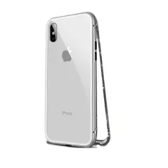 Carcasa protectie Iphone X, magnetica, argintiu