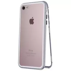 Carcasa protectie Iphone 8, magnetica, argintiu/transparent