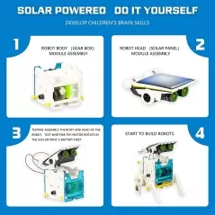 Kit de constructie pentru copii, robot solar, 14 in 1, Gonga®
