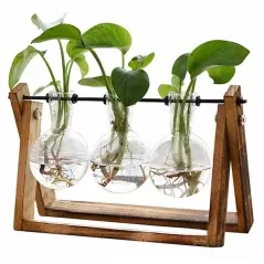Vaza hidroponica cu trei vase de sticla, Gonga® - Transparent