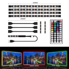 Banda LED RGB pentru spatele televizorului, 4x50cm, Gonga® - Multicolor