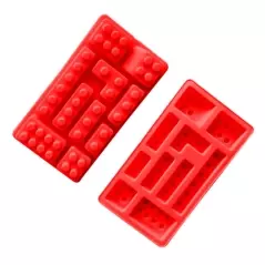 Forma de copt din silicon, tip LEGO, Gonga - Rosu