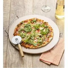 Piatra solida pentru pizza cu diametrul de 33 cm + Cutit de taiat pizza, Gonga®