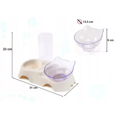 Castron pentru animale de companie cu dozator de apa, transparent, Gonga®