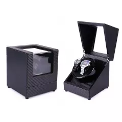 Cutie rotativa pentru ceasuri, 2 compartimente, negru, Gonga® - Negru