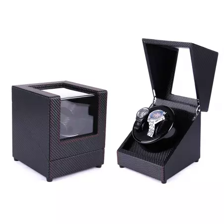 Cutie rotativa pentru ceasuri, 2 compartimente, negru