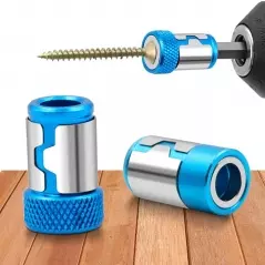 Suport magnetic pentru bormasina cu opritor de adancime si blocare de tip HEX de 1/4 inch, Gonga® - Albastru