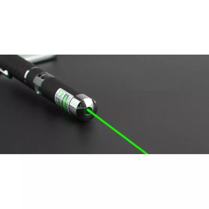 Laser tip stilou, din aluminiu, raza verde, cu baterii, negru, Gonga