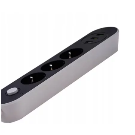 Prelungitor 2500W cu 3 prize si 3 porturi USB, Gonga®