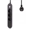 Prelungitor 2500W cu 3 prize si 3 porturi USB, Gonga®