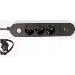 Prelungitor 2500W cu 3 prize si 3 porturi USB, Gonga®