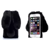 Husa cu blanita iepuras, pentru iPhone, negru