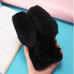 Husa cu blanita iepuras, pentru iPhone, negru