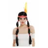 Peruca model indian cu pana pentru Halloween, negru, Gonga®