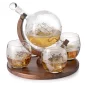 Set decantor si 4 pahare model Glob cu corabie, 850 ml, Gonga®